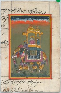 73770 - INDIA - 19th century HAND PAINTED print - ELEPHANT 