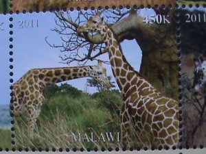 MALAWI-2011-PROTECTED ENDANGER ANIMALS-GIRAFFES-MNH SHEET VERY FINE