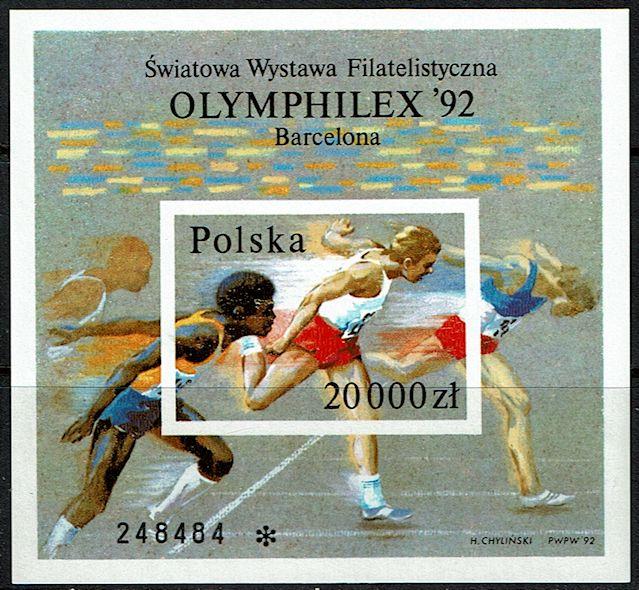 Poland Scott 3099 (SW 3398) MNH (1992) Olympics Philatelic Exhibition