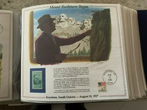 the history of American stamp panel: Mount Rushmore Begun