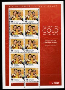 Australia 2008 Olympic Games Gold Medal Winners Sheetlet