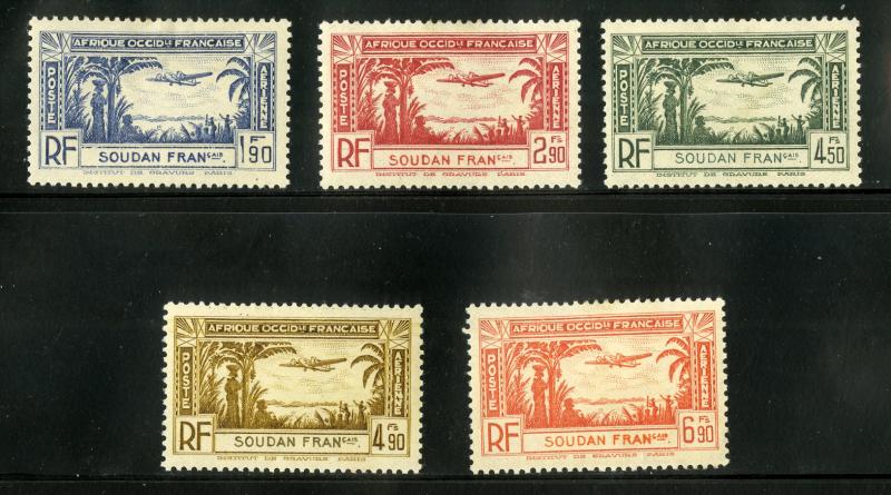 FRENCH SUDAN C1-C5 MNH SCV $5.20 BIN $2.75 POSTAGE DUE