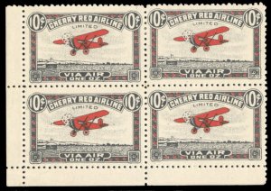 Canada #CL46 Cat$34+, 1929 Cherry Red Airline, 10c blue and red, corner margi...