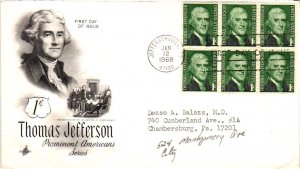 #1278a Thomas Jefferson - AYERST Artcraft Cachet DH