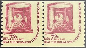 Scott #1615 1976 7.9¢ Americana Drum perf. 10 vertically MNH OG pair