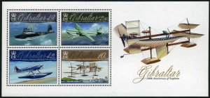 Gibraltar 1243 ad sheet,MNH. Aviation centenaries,2010.Seaplanes.
