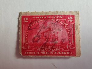 SCOTT #R164 USED TWO CENT CARMINE BATTLESHIP USS MAINE REVENUE