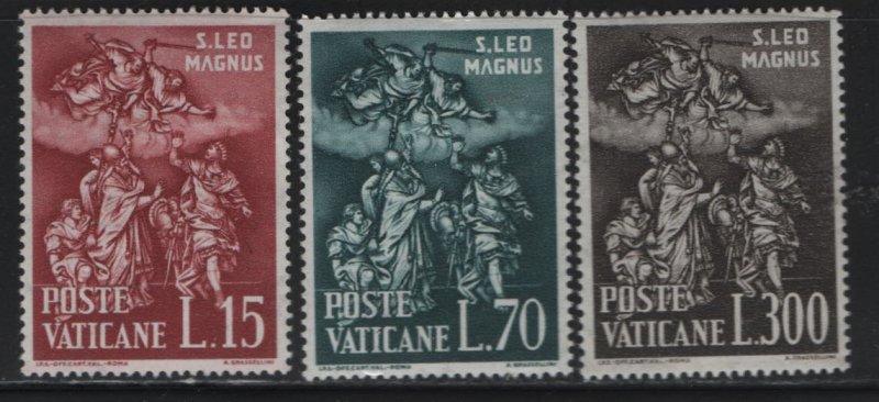 VATICAN CITY, 301-303, SET(3), HINGED, 1961, POPE LEO THE GREAT DEFYING ATTILA