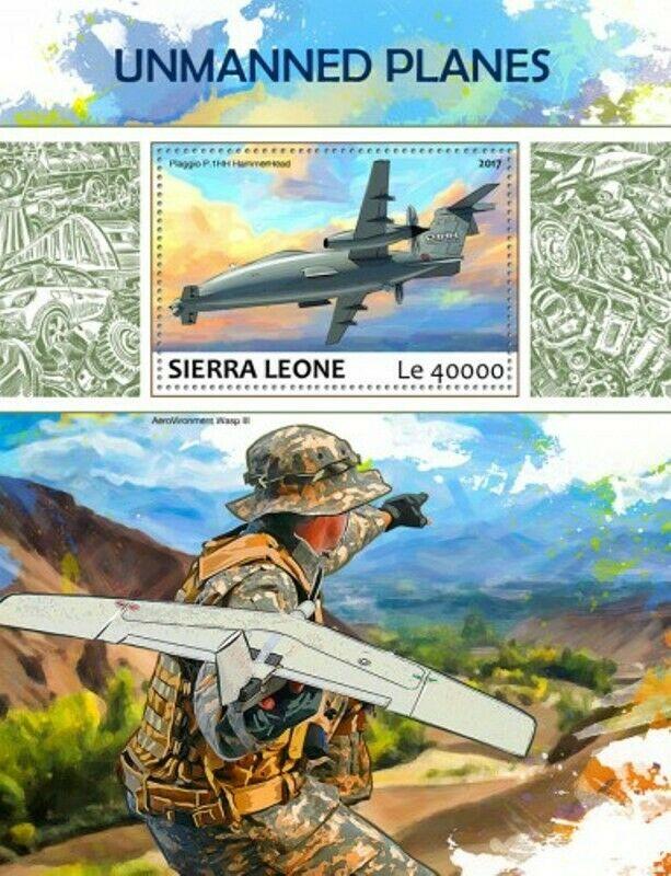 Sierra Leone - 2017 Unmanned Planes - Stamp Souvenir Sheet - SRL17710b