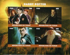 Chad 2018 MNH Harry Potter Hermione Granger Dumbledore 4v IMPF M/S Film Stamps 