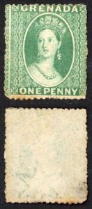 Grenada SG4 1d Green wmk Small Star (upright) Rough Perf 14 to 16 No Gum Cat 110