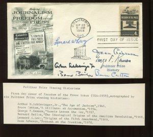6 Pulitzer Price Winning Writers Signed 1958 Freedom of the Press Cover (Cv 358)
