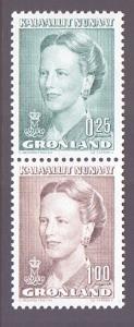 Greenland   #216-217 used  1990   Queen Margrethe  1k. + 25ore se-tenant