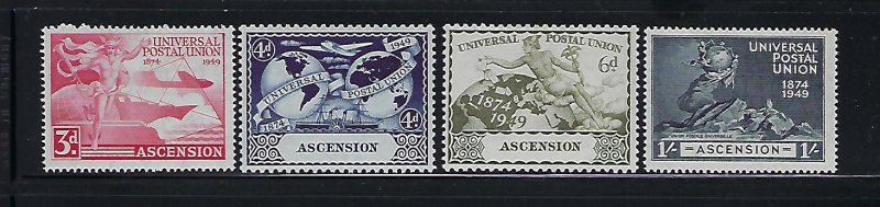 ASCENSION IS. SCOTT #57-60 1949 UPU ISSUE MINT LIGHT HINGED