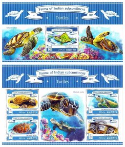 t9, Maldives MNH stamps 2019 marine life turtles