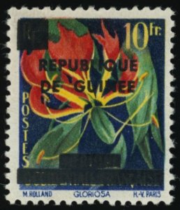 GUINEA Sc 168 Mint LH - 1959 10fr - Gloriosa, French West Africa #79 ovpt