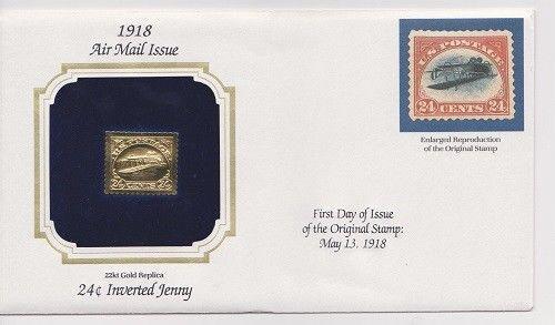 24 Cent  Inverted Jenny Airmail Gold Replica Cover