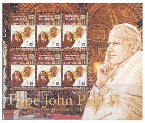 Dominica - Pope John Paul II Memorial Stamp Sheet DOM0510