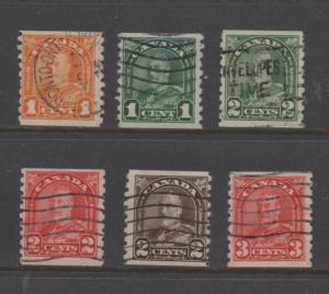 Scott # 178 to 183  used coil single  KING  GEORGE  V
