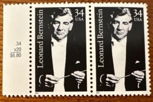 US # 3521 Leonard Berstein pair 34c 2001 Mint NH