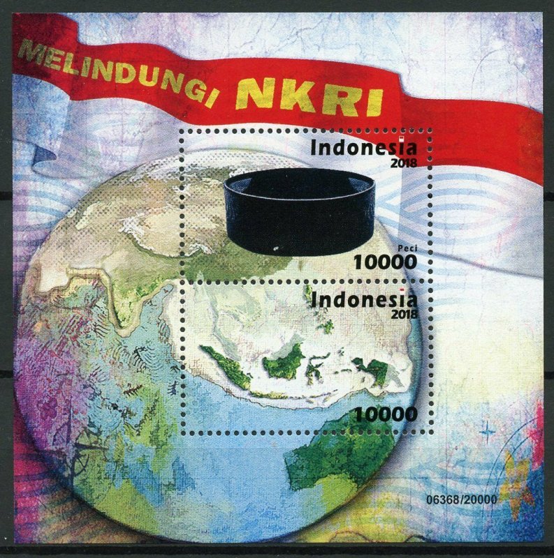 Indonesia 2018 MNH Protect NKRI 2v M/S Maps Geography Hats Cultures Stamps 