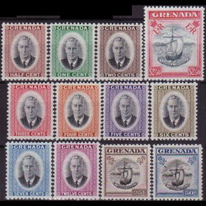 GRENADA 1951 - Scott# 151/63 King Missing $1.5 NH 1 LH