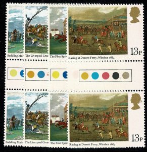 GB 1979 Horse Racing. Traffic Light Gutter Pair Set of 4 values.