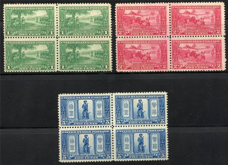 UNITED STATES SCOTT# 617-619 BLOCKS OF FOUR MINT NH/LH AS SHOWN