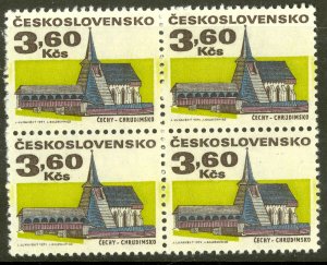 CZECHOSLOVAKIA 1971-72 3.60k ST BARTHOLOMEW CHURCH Sc 1737 Block of 4 MNH
