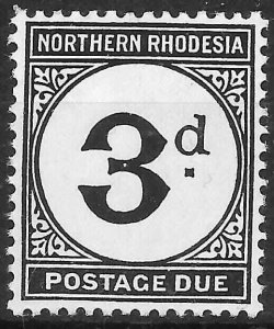 NORTHERN RHODESIA SGD3a 1952 3d BLACK POSTAGE DUE MNH (r)