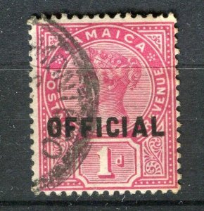 JAMAICA; 1890s early classic QV OFFICIAL Optd. issue fine used 1d. value