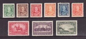 1935 Canada Sc #217-26 - KGV Pictorial - 1¢ to 13¢ - MNH Cv$90