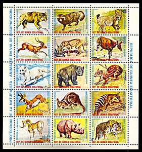 Equatorial Guinea 74189-74205, MNH, Endangered Animals sheet of 15