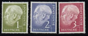 Germany 1951,Sc.#719-721 MNH, Prof. Dr. Theodor Heuss, 1st German President