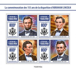 Togo Abraham Lincoln Stamps 2020 MNH US Presidents Famous People 4v M/S