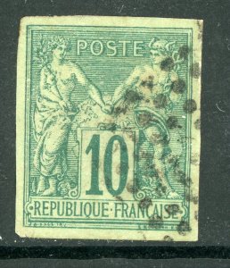France Colonies 1877 Peace & Commerce 10¢ Green Type 2 Sc# 32 VFU D653