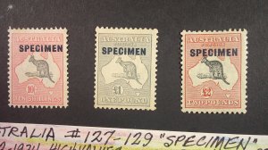 Australia 1932-1934 Scott# 127-129 High Values (3) OVPT. SPECIMEN