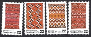 United States #2235-38 22¢ Navajo Art (1986). Four singles. MNH