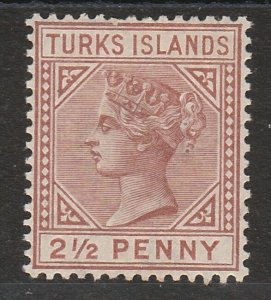 TURKS ISLANDS 1882 QV 21/2D WMK CROWN CA