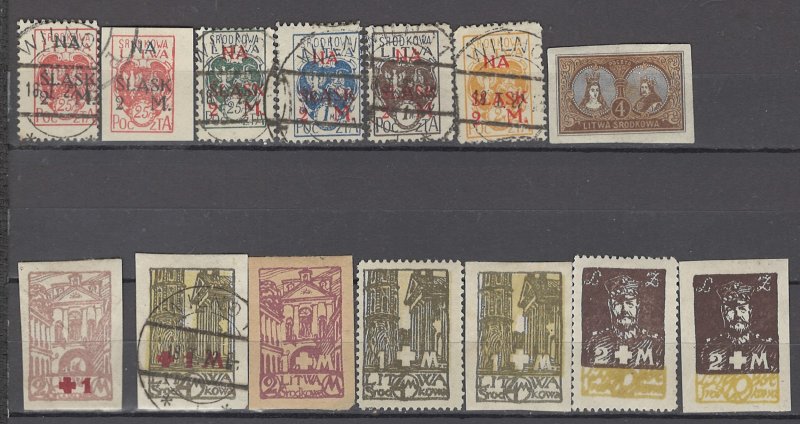 COLLECTION LOT OF # 933 CENTRAL LITHUANIA 14 STAMPS 1921 CV=$21