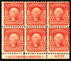 U.S. #319 MINT PL# Block OG HR 