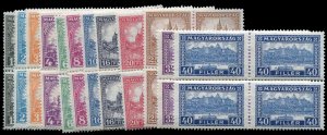 Hungary #403-414, 1926-27 Definitives, complete set in blocks of four, never ...