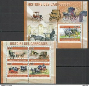 2010 Togo Transport History The Coaches Carrosses Bl+Kb ** Tg1263