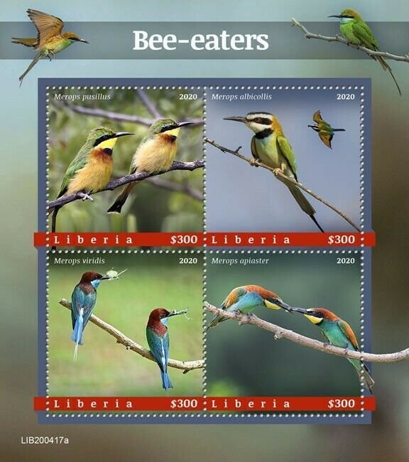 YEAR 2020/10- LIBERIA- BIRDS         4V complet set    MNH ** T