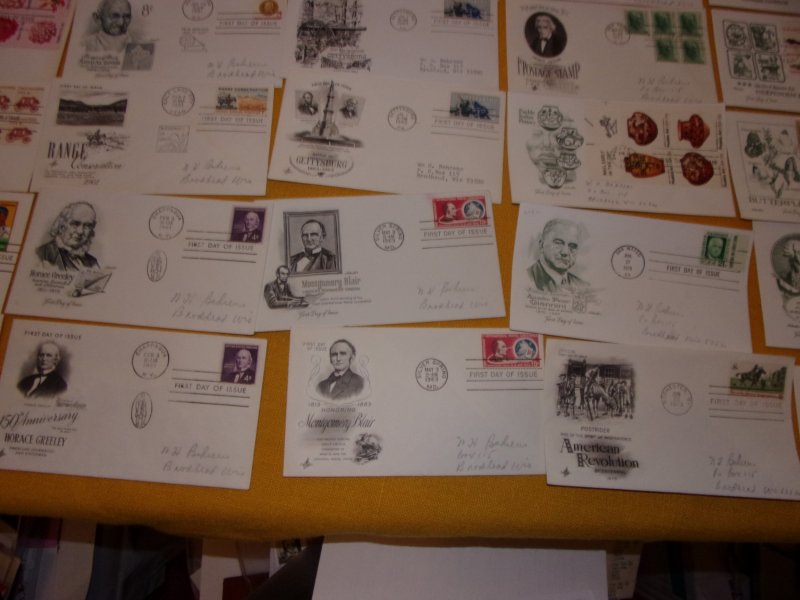 US FDC COLLECTION, ALL W/CACHET,