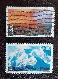 US Scott # C135, C137; 2 used airmail stamps from 1999-2001; VF/XF centering