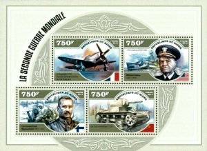 Niger 2014 - World War II, Tanks, Planes - Sheet of 4 - MNH