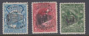 Ecuador 1926 1c, 5c, 10c Railway Overprint Selection VLM Mint. Scott 260, 264-65