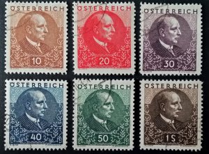 Austria 1930 pres. Wilhelm Miklas B81 - B86 full set used condition as seen