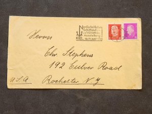 WW2 WWII Nazi German Third Reich cover letter KIEL to ROCHESTER NY w 2 stamps